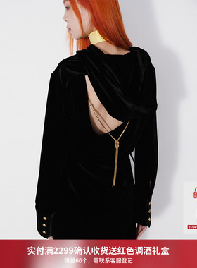 REVAN芮范设计师款MobWife丝绒卫衣连衣裙RM71103124