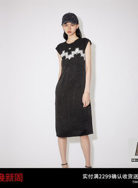 REVAN芮范设计师款闺房风缎面拼接连衣裙RM31101199