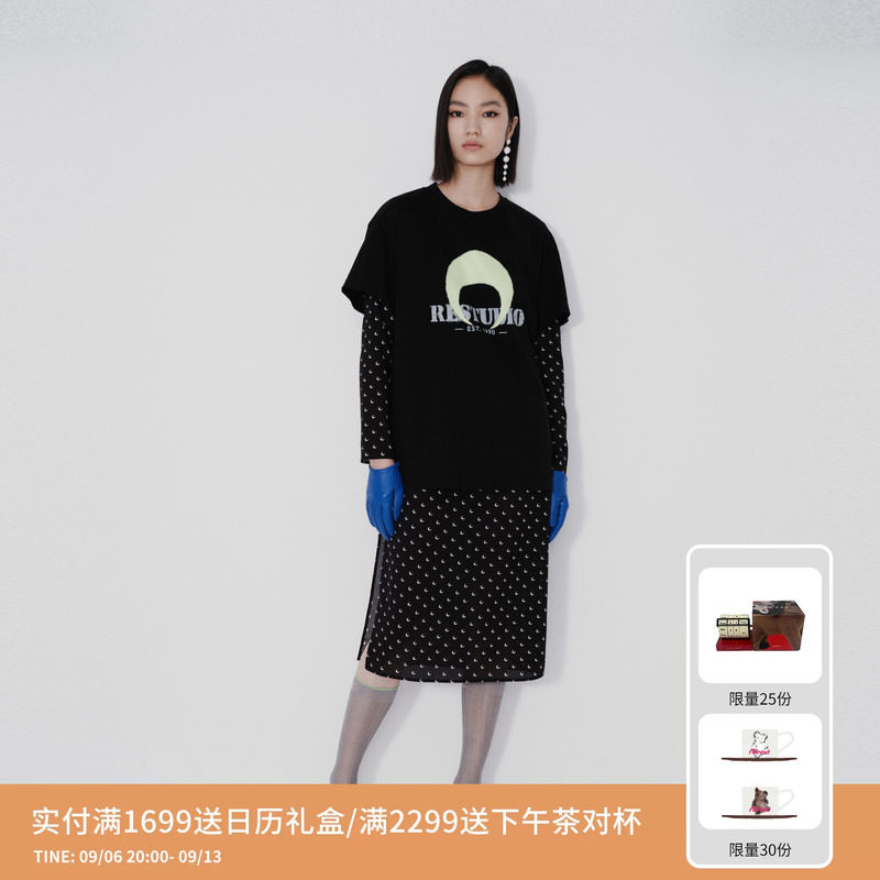 REVAN芮范设计师款玩趣真两件叠搭连衣裙RM71101138图片
