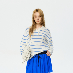 【马上红系列】REVAN芮范HelloKitty松弛蓝白条纹毛衫RK10601448