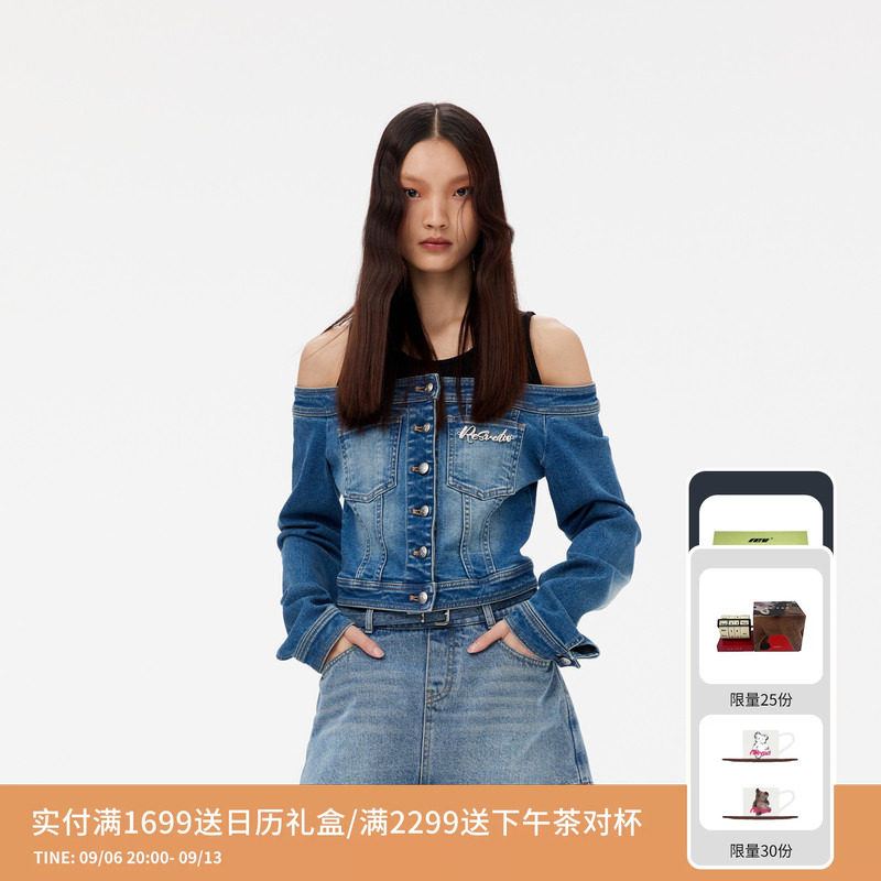 REVAN芮范设计师款辣妹工字背心牛仔上衣RM10801068图片