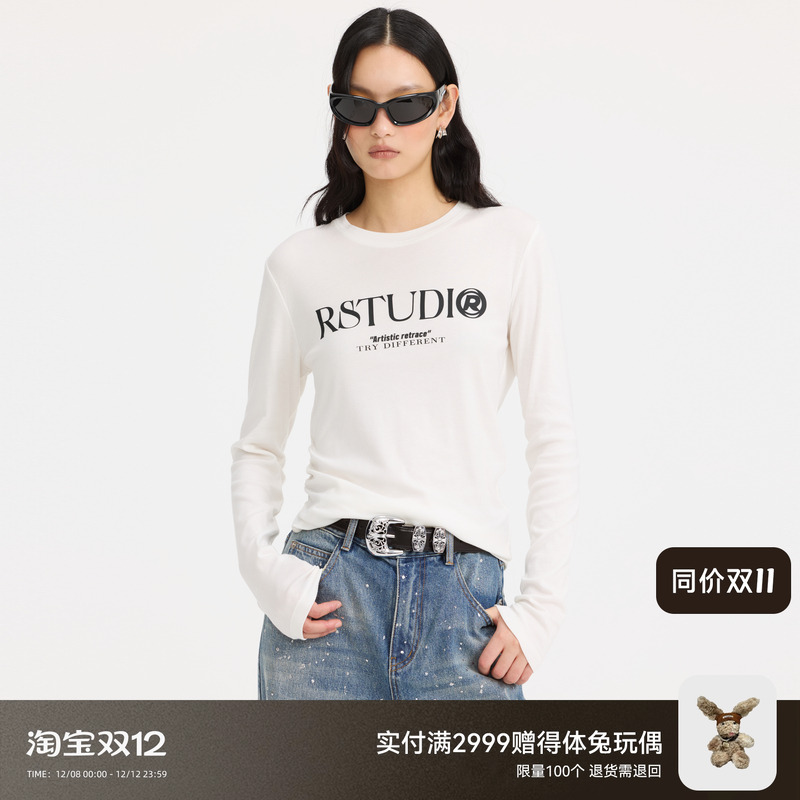 REVAN芮范设计师款软糯腰间褶皱T恤打底衫RL11001021