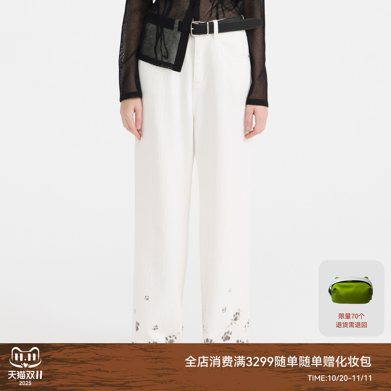 【丁程鑫加冠同款】REVAN芮范2025新品狗爪印花牛仔裤RL11302129
