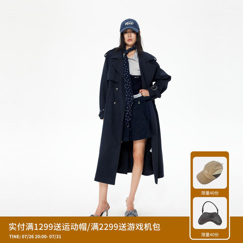REVAN芮范设计师款轻复古波点丝巾风衣RL90202374