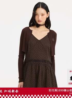 REVAN芮范设计师款复古棕色波点连衣裙RL11101243