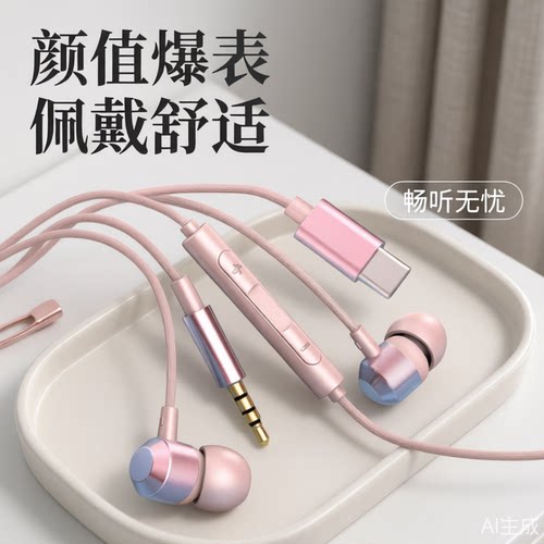 原装适用苹果17有线耳机17promax带线air插线iphone手机专用typec