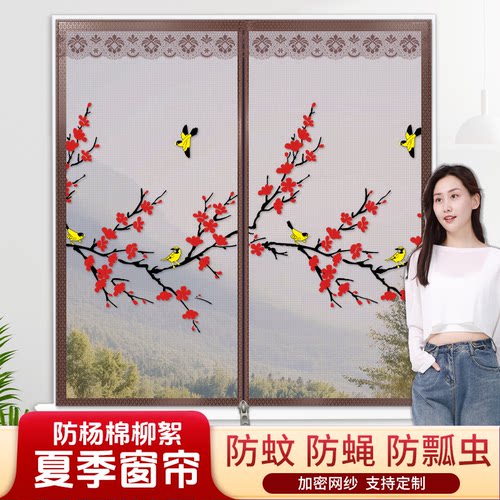 防蚊防杨絮拉链磁吸卡通纱窗