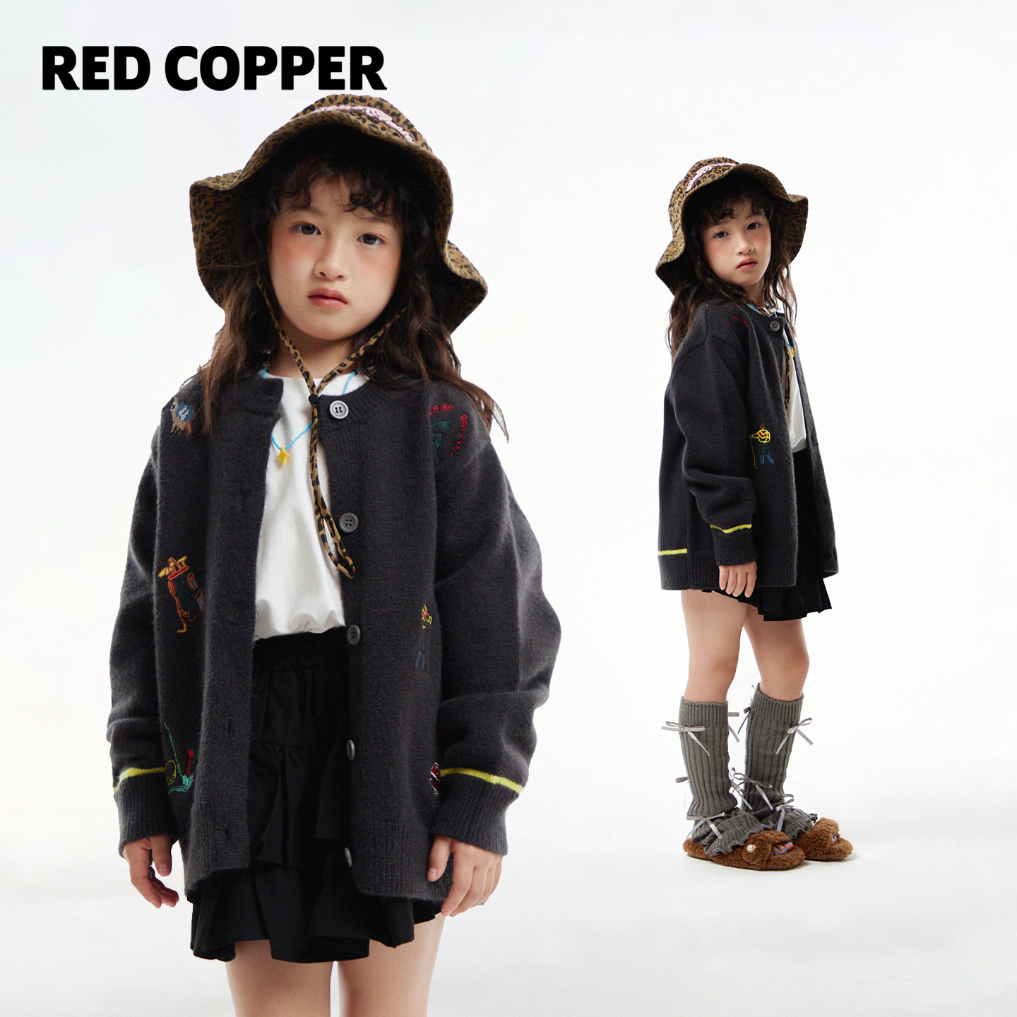 redcopper2025秋冬新款男童女童学院风保暖毛衣针织开衫CHH452105