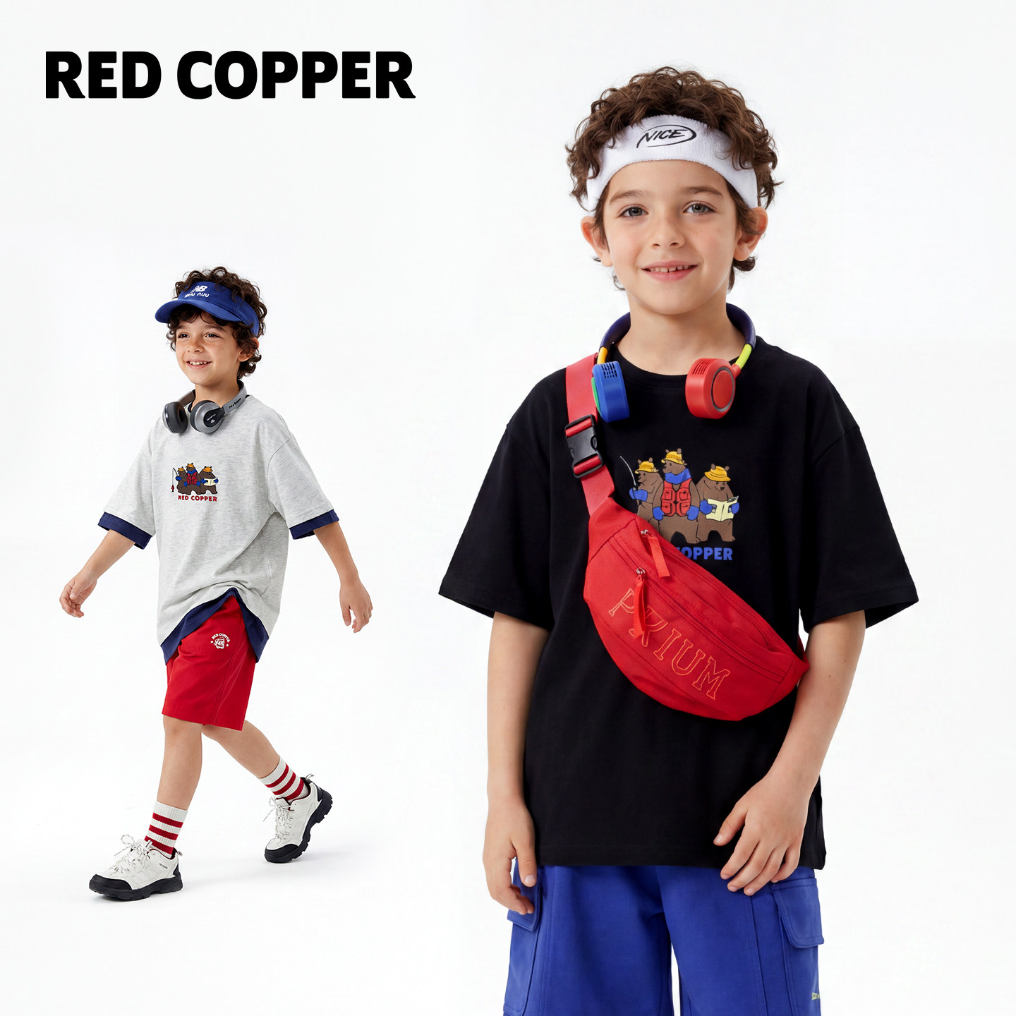 redcopper童装男童女童2026新款夏季户外速干衣儿童洋气短袖T恤