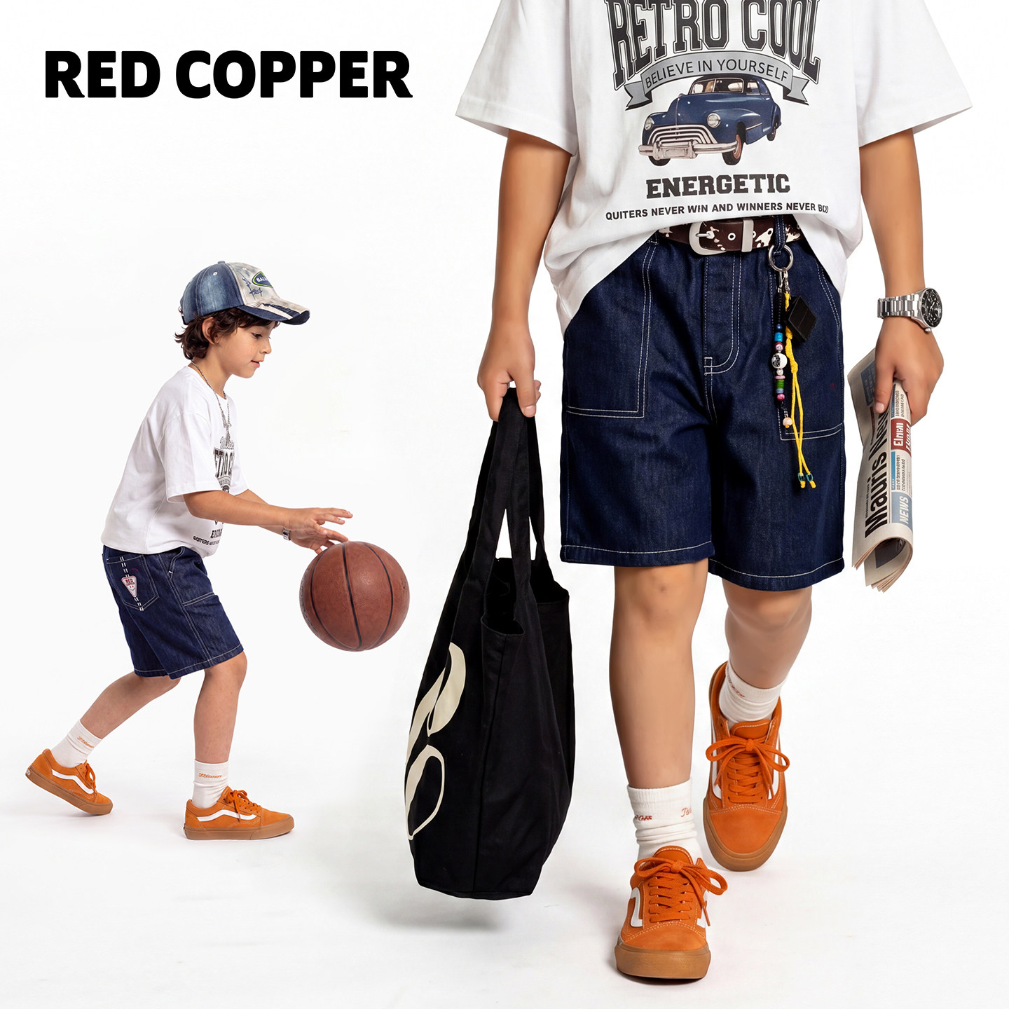 redcopper童装男女童2026夏季新款轻薄牛仔裤儿童松紧腰休闲短裤