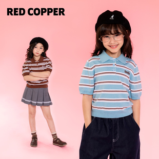 毛衫 条纹套头polo领短袖 CH152104 儿童美式 redcopper2026春夏新款
