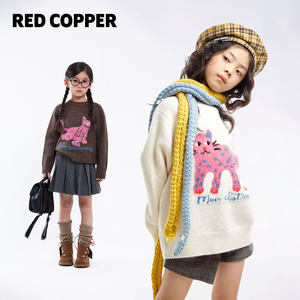 redcopper2025秋冬新款男童女童可爱猫咪保暖针织衫毛衣CHH452106