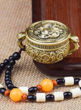 黄铜聚宝盆手把件装饰品