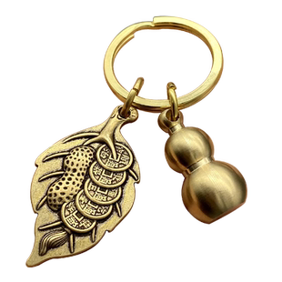 创意一夜生财葫芦黄铜手工钥匙扣汽车钥匙挂件小吊坠挂饰小礼品