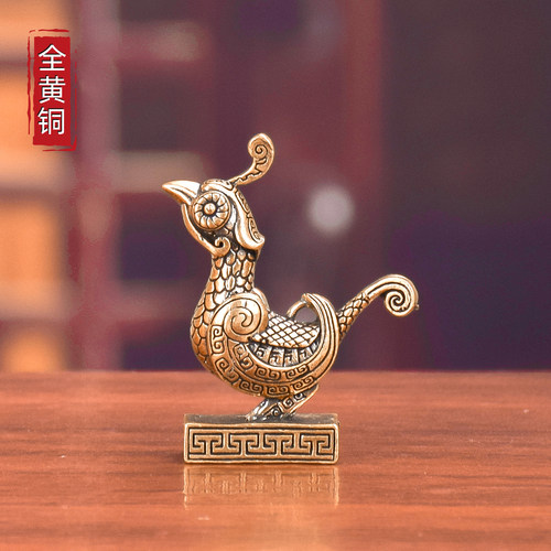 黄铜朱雀神鸟摆件全铜小摆件