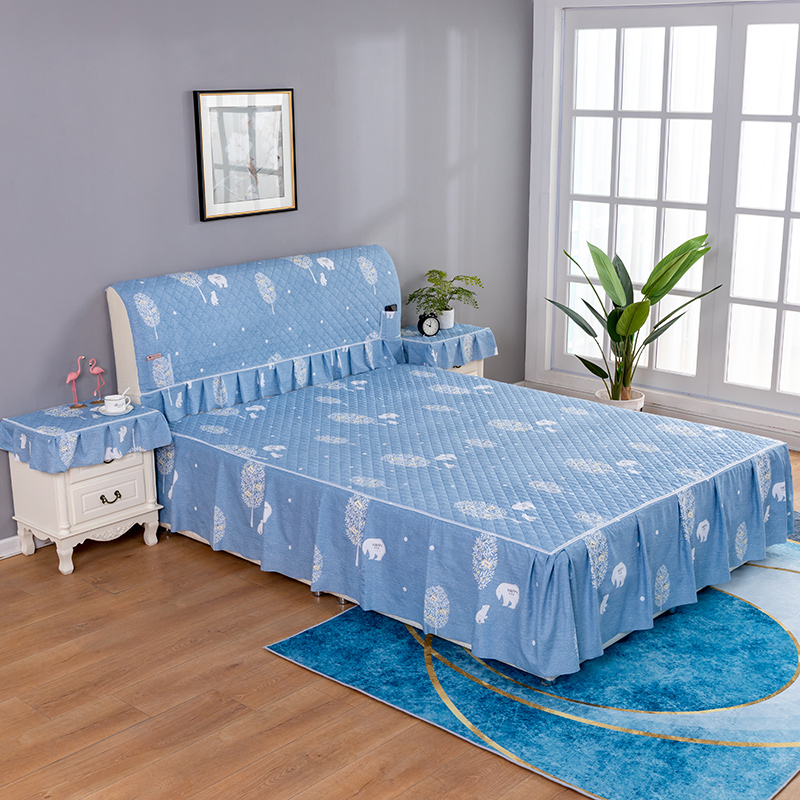 亲肤透气水洗棉面料床裙床头罩