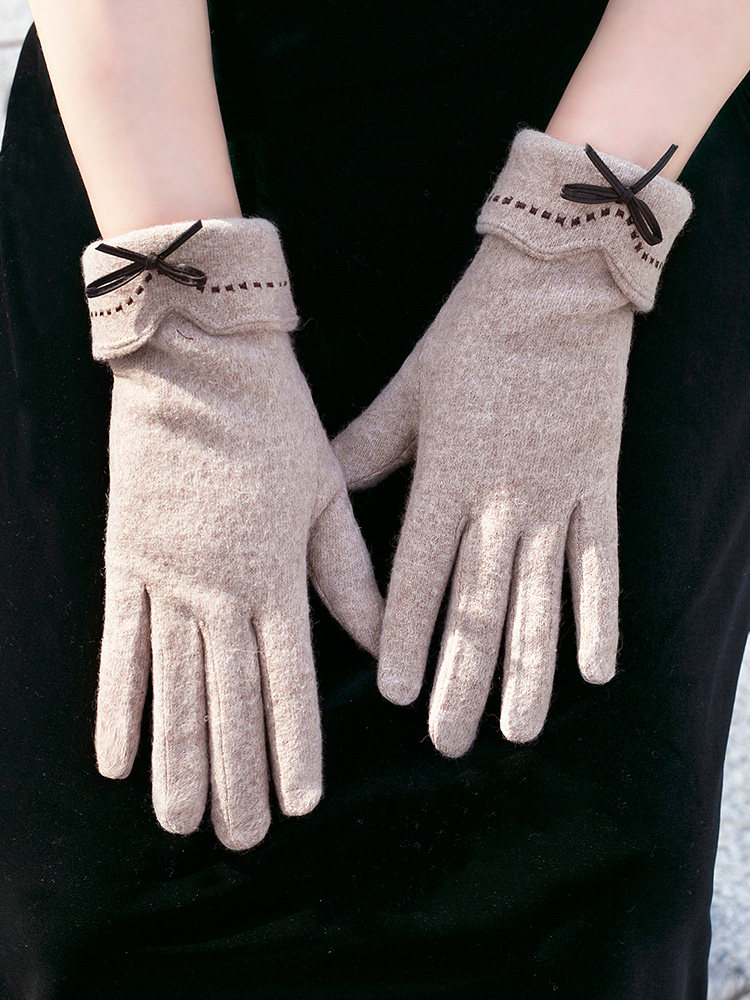 CASHMERE GLOVES FOR LADIES WINTER WARMTH AND VELVET THICKENED TOUCH SCREEN CYCLING KOREAN VERSION VERSATILE WINDPROOF AND COLDPROOF STUDENTS DRIVING