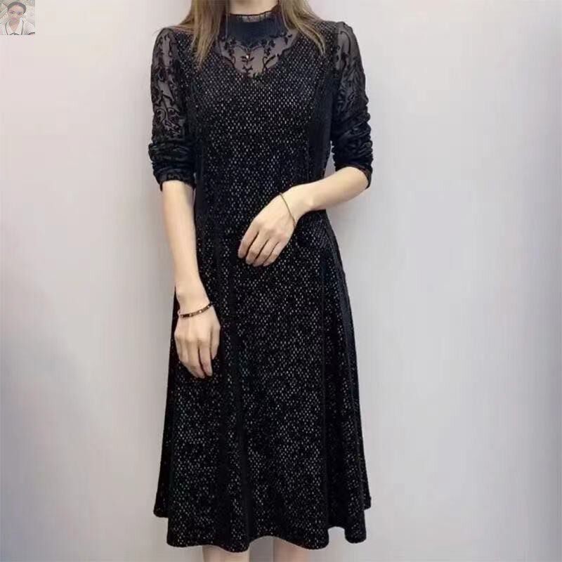 过去式服饰2023春季新款中年妈妈装连衣裙蕾丝拼接裙子小燕子女装