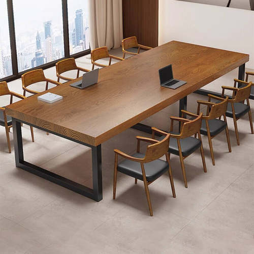 实木会议桌现代简约办公桌长方形职员洽谈桌椅组合培训桌子工作台