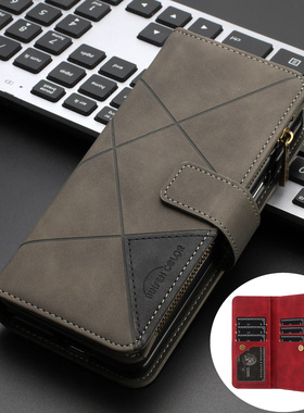 适用三星zfold7手机外壳samsung fold6手机壳卡槽zfold5咭套z fold4折叠款fold3 case插卡翻盖拉链钱包cover