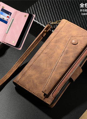 适用谷歌Google Pixel 7pro purse wallet case钱包手机壳Pixel6插卡翻盖保护套多功能腕带斜挎绳商务壳cover