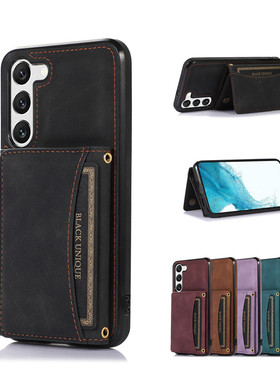 畅晟samsung s23ultra case手機殼适用三星s23+手机壳插卡S22 plus零钱包S21FE斜挎皮套紫色新款wallet cover