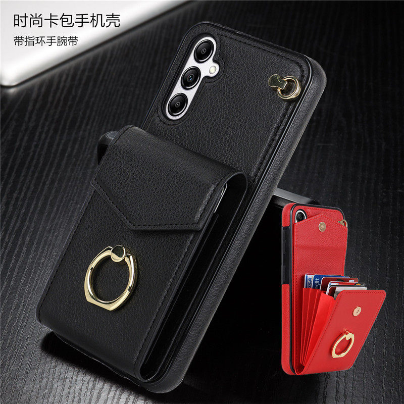 畅晟 a54 case适用三星A52s手机壳插卡片a14斜挎绳samsung a42 5G cover零钱包a82指环a22手機殼放卡高档皮套