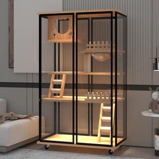 全景玻璃猫别墅家用猫笼子猫砂盆一体猫舍豪华猫窝室内猫屋子