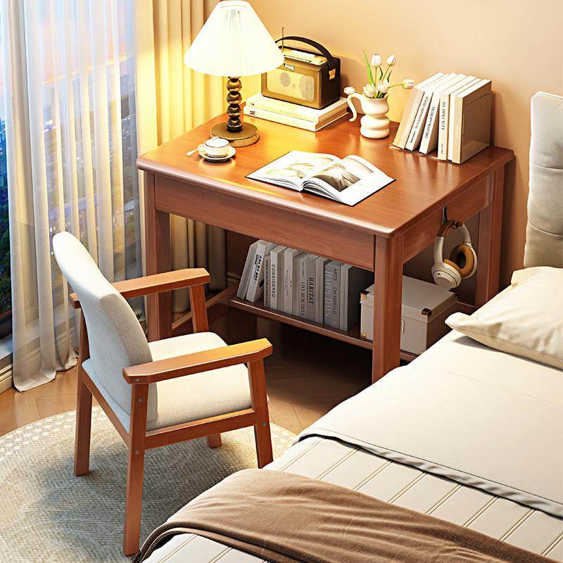北欧实木书桌带抽屉家用办公桌简易电脑桌小户型化妆台卧室小桌子
