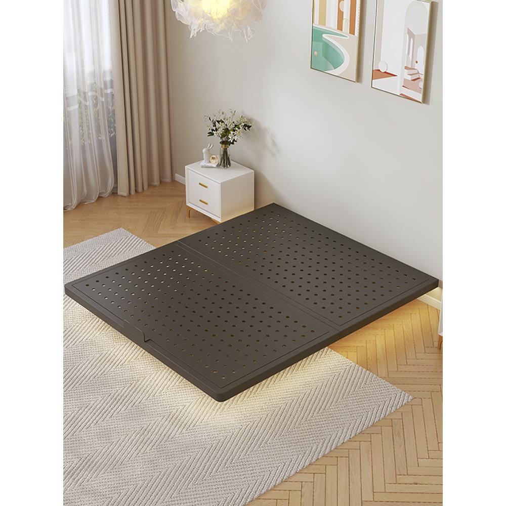 铁艺床碳钢悬浮床架洞洞板无床头榻榻米双人床不锈钢床架子悬空床