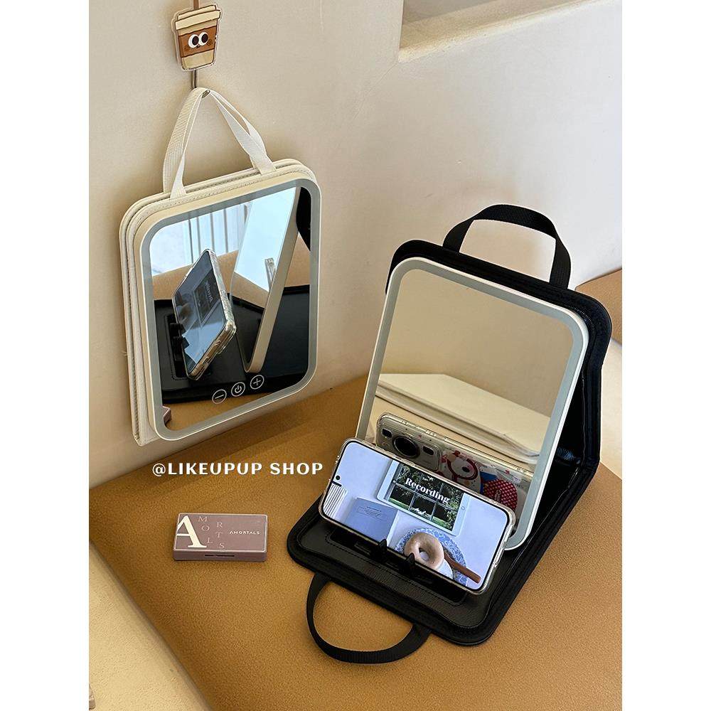 led化妆镜带灯折叠梳妆高清台式便携学生宿舍家用旅行美妆小镜子