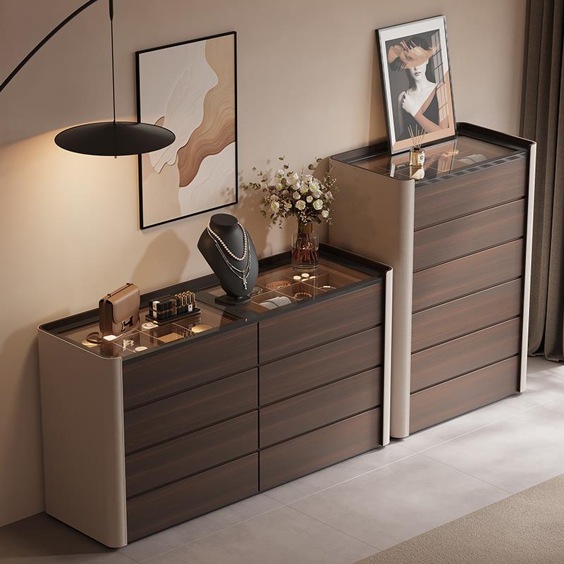 意式轻奢实木卧室斗柜首饰柜落地收纳柜客厅靠墙收纳柜高端展示柜