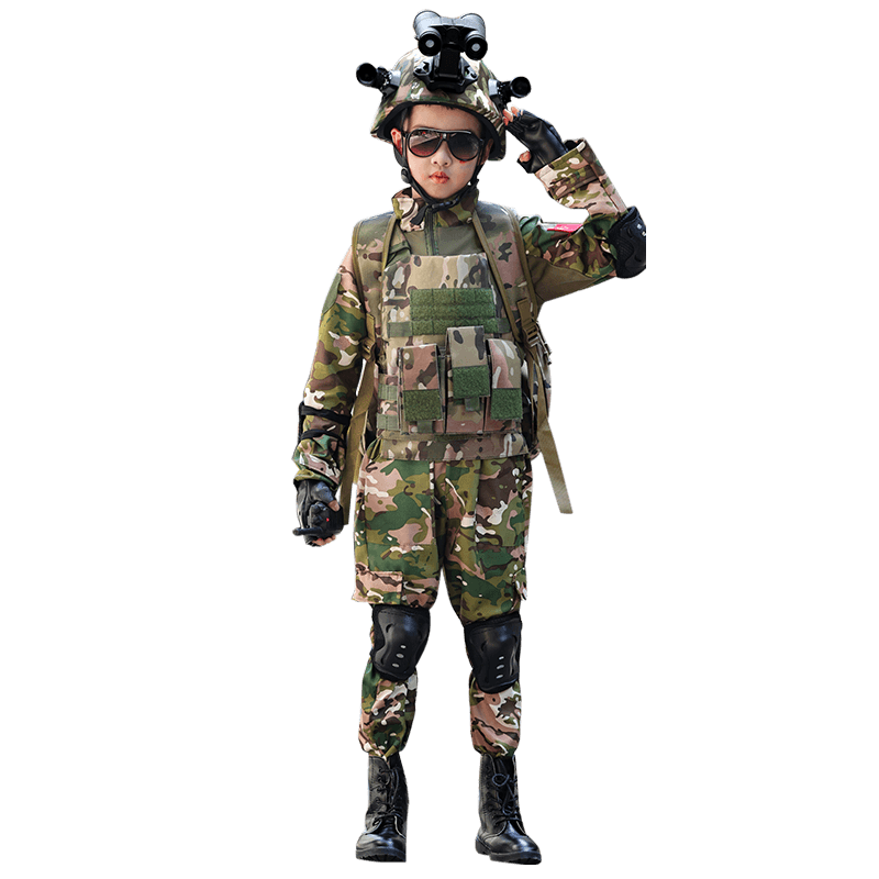 儿童迷彩服长袖套装蛙服表演服