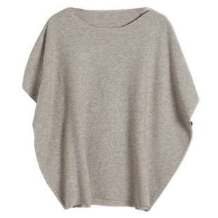 新款针织衫蝙蝠衫短款宽松圆领外穿女薄款春秋纯色上衣短袖蝙蝠袖