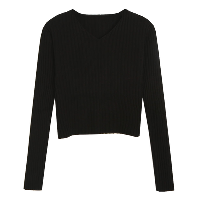 领高腰小款上衣短款百搭修身