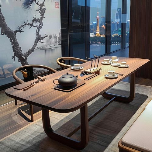 北美黑胡桃白蜡木新中式茶台