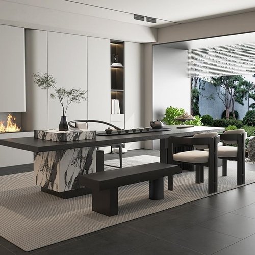 现代轻奢定制新中式实木茶桌