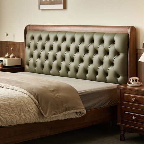 新中式北美黑胡桃木双人床