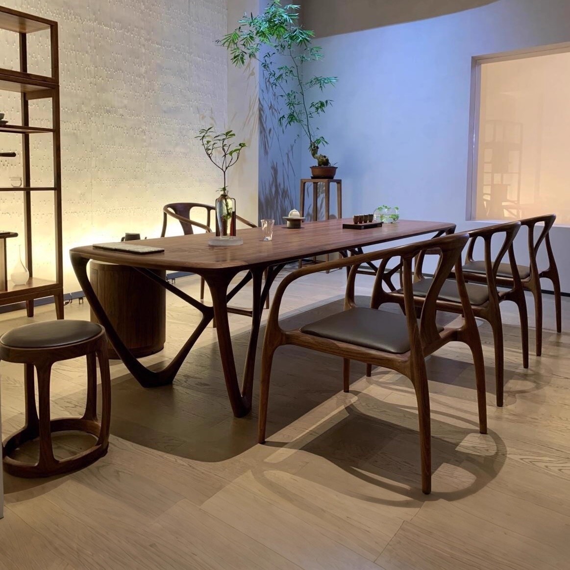 新中式北美黑胡桃木茶桌定制