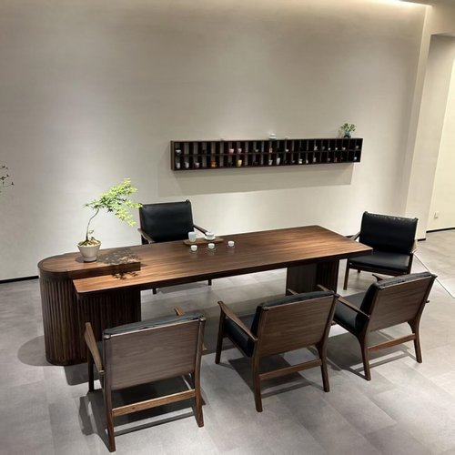 新中式北美黑胡桃实木茶桌椅