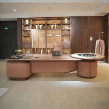 新中式老板桌实木办公桌时尚轻奢高级感大班台北美黑胡桃木总裁桌