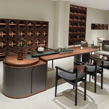 新中式实木茶桌北美黑胡桃木现代轻奢茶台家用办公茶室设计师家具