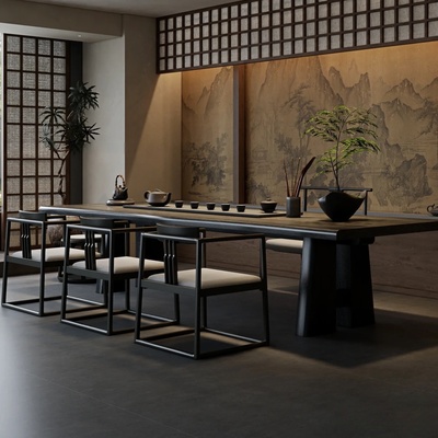 新中式实木茶桌椅组合