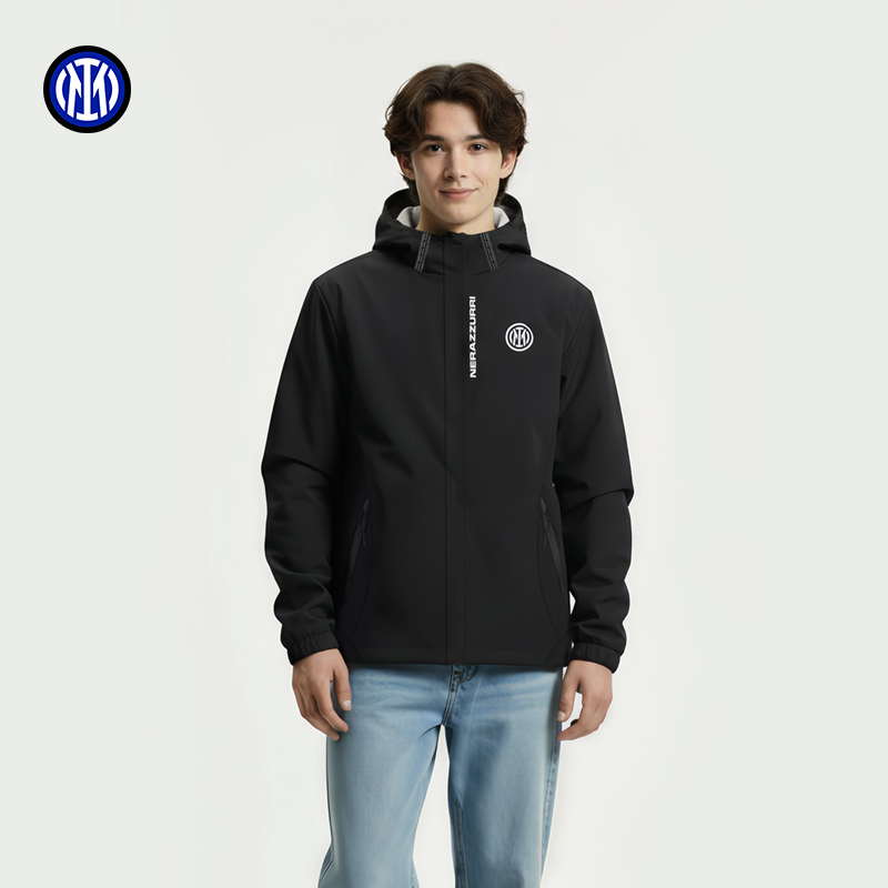 国际米兰双层加厚风雨衣国米男士保暖防水冲锋外套NERAZZURRI款