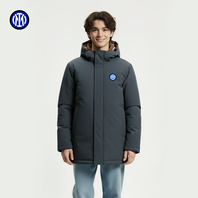 国际米兰足球俱乐部男士保暖羽绒服加绒加厚冬季保暖外套90绒棉服