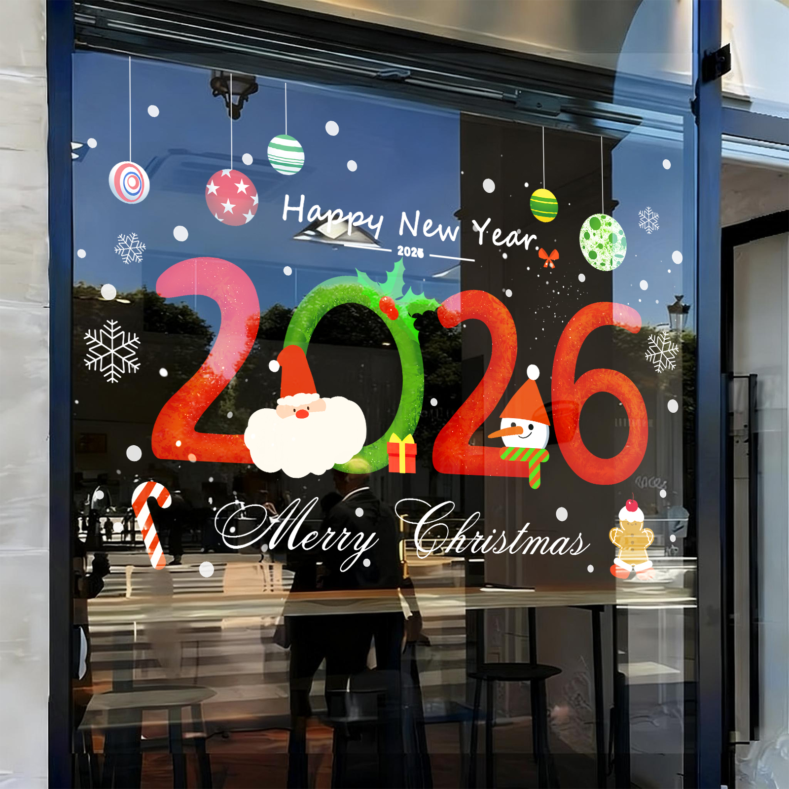圣诞节装饰布置静电玻璃门贴纸