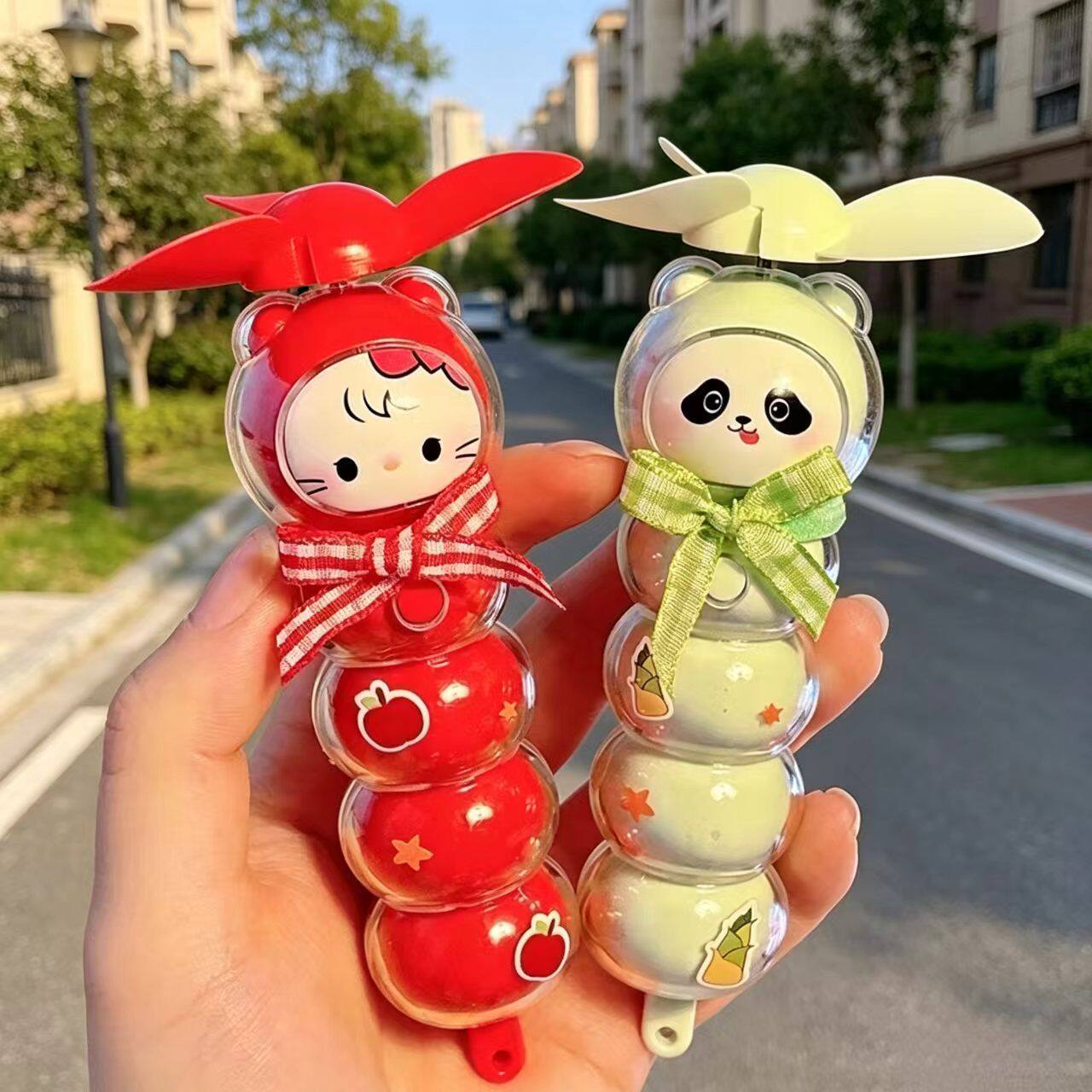 可爱卡通冰糖葫芦小风扇手持便携电学生便携式迷你风扇多场景通用
