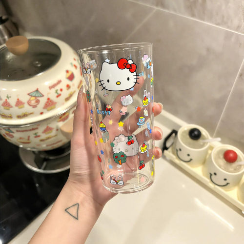猫咪玻璃杯透明高颜值咖啡杯随手杯吸管杯直饮牛奶杯耐高温大容量