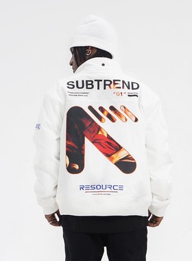 意大利SUBTREND3M新雪丽棉服潮酷印花白色立玲潮牌棉服