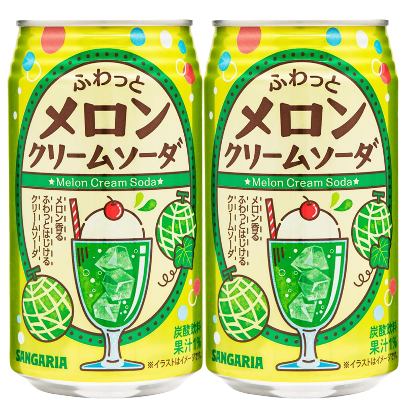 日本进口三佳利绵密蜜瓜奶油苏打